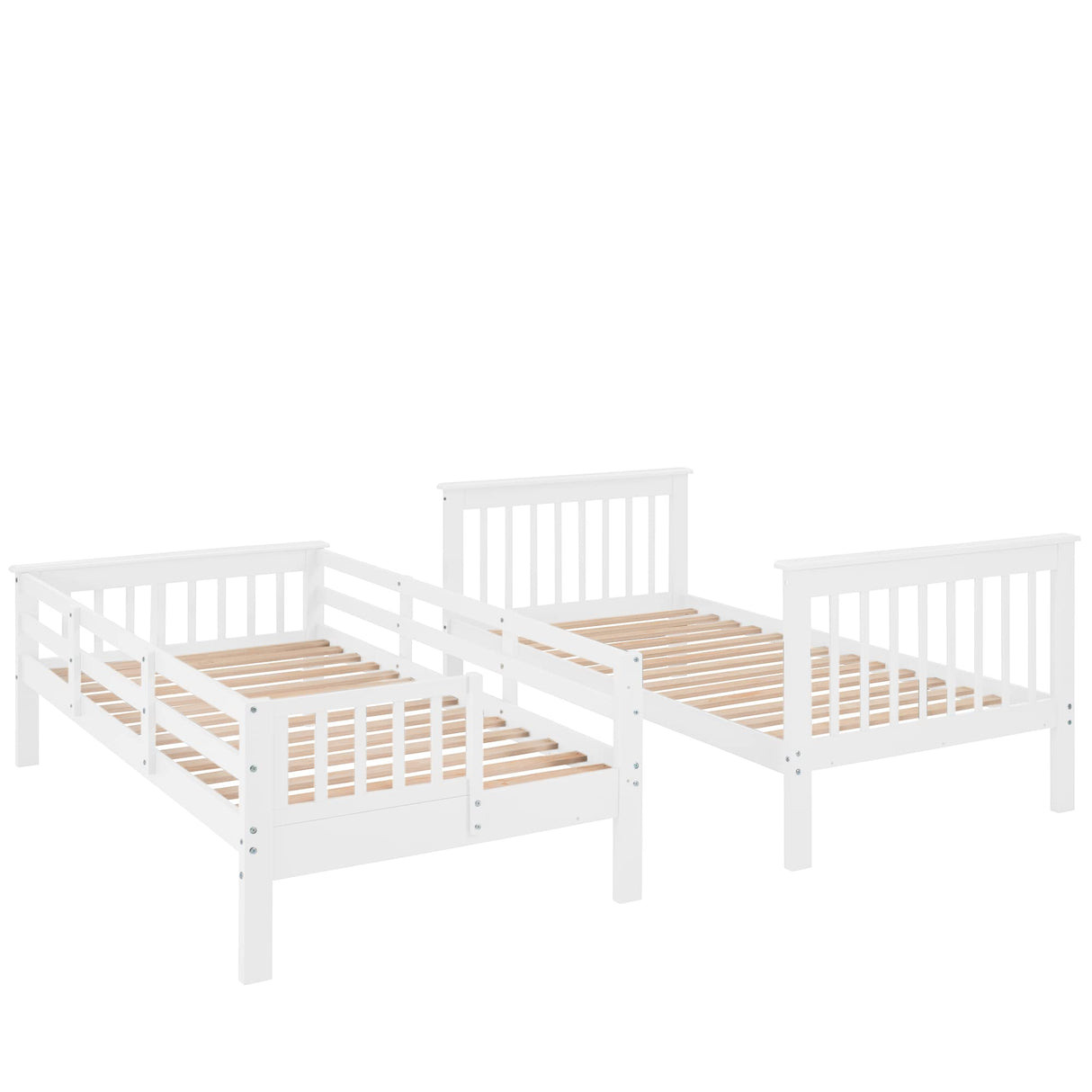Harper & Bright Designs Twin Over Twin Bunk Bed with Stairs, Solid Wood Bunk Bed Frame with Storage for Kids Teens Adults Bedroom Dorm - White Harper & Bright Designs