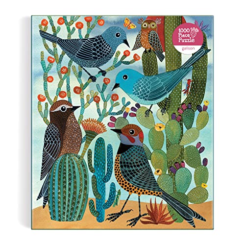 Galison Desert Avian Friends 1000 Piece Puzzle from Galison - 20" x 27" Beautifully Illustrated Puzzle from Geninne Zlatkis, Thick & Sturdy Pieces, Challenging Activity for Adults, Unique Gift Idea! Galison