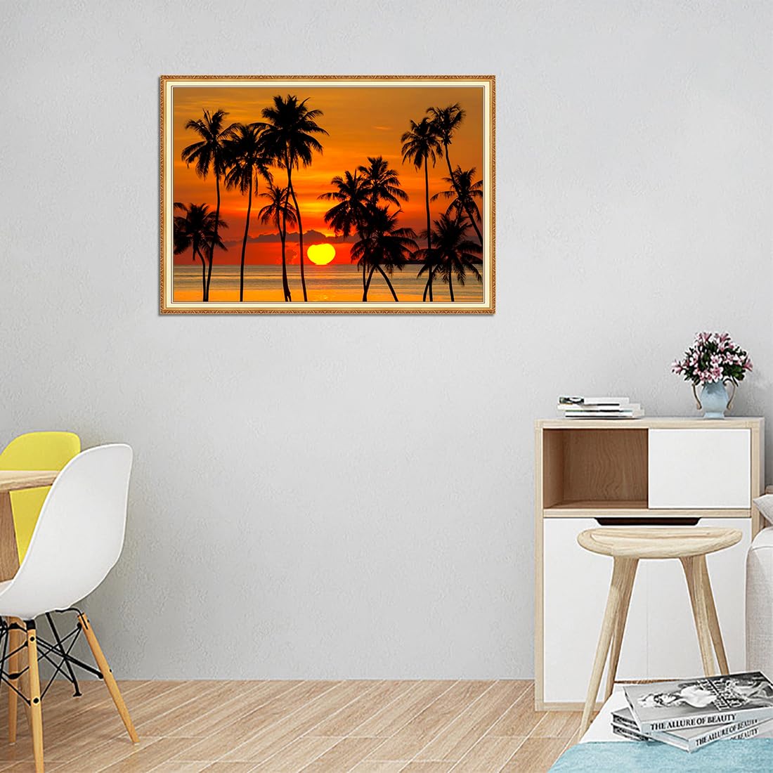 Landscape Diamond Art Painting Kits for Adult& Beginner, Sunset Diamond Dots Painting Kits, 5D DIY Gem Painting with Round Diamonds Beach, Scenery Paint by Diamonds for Wall Art Decor 16x12inch Yunnuo