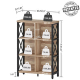 FATORRI Rustic 6 Cube Storage Organizer Shelf, Wood and Metal Cubby Bookcase, Industrial 4 Tier Cube Bookshelf (Rustic Oak) FATORRI