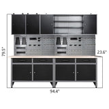 Garage Tool Storage Cabinet System with Wood Worktop, for Maintenance Rooms, Auto Repair Shops JZD