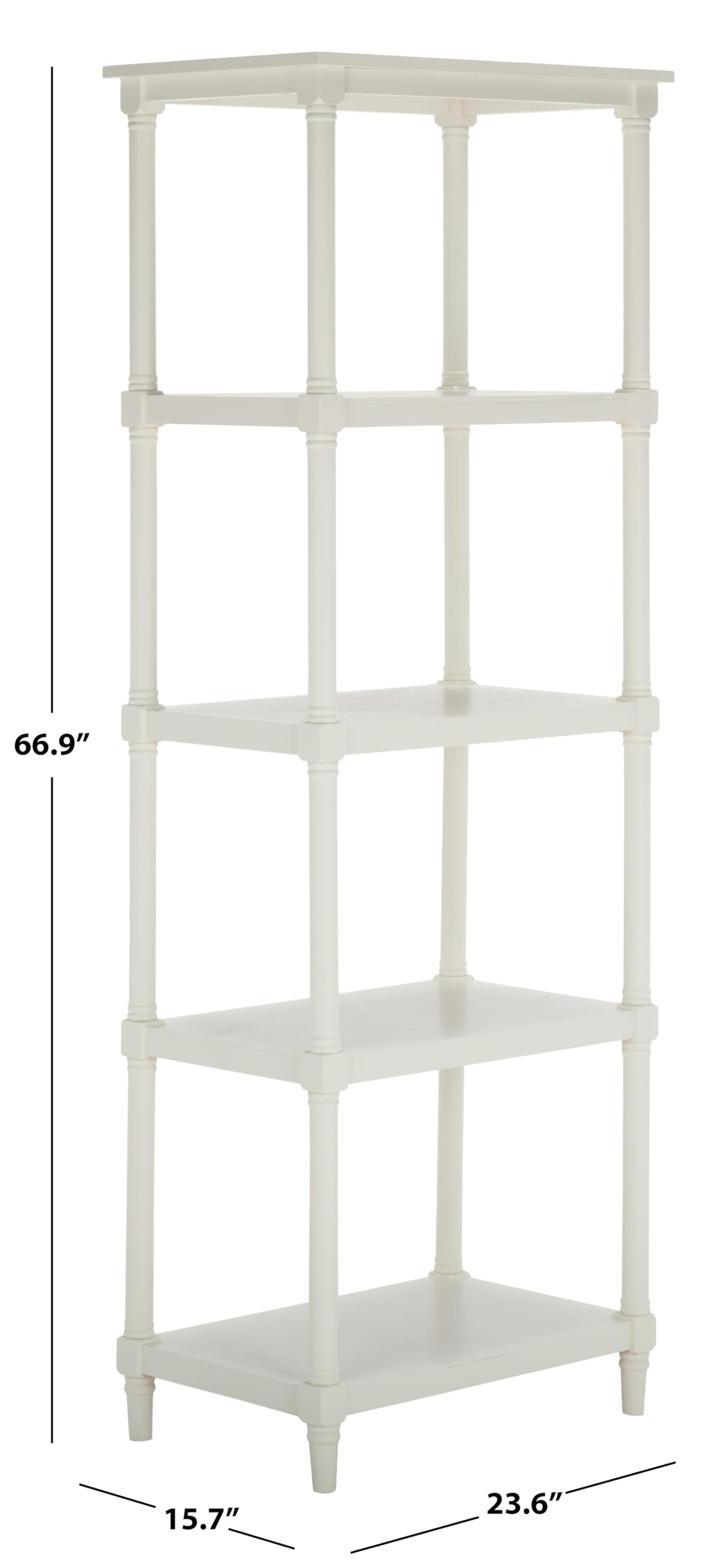 SAFAVIEH Home Collection – Odessa White 5-Tier Bookcase, Modern Storage Shelf Unit for Living Room, Bedroom, or Home Office (AMH5721C) SAFAVIEH