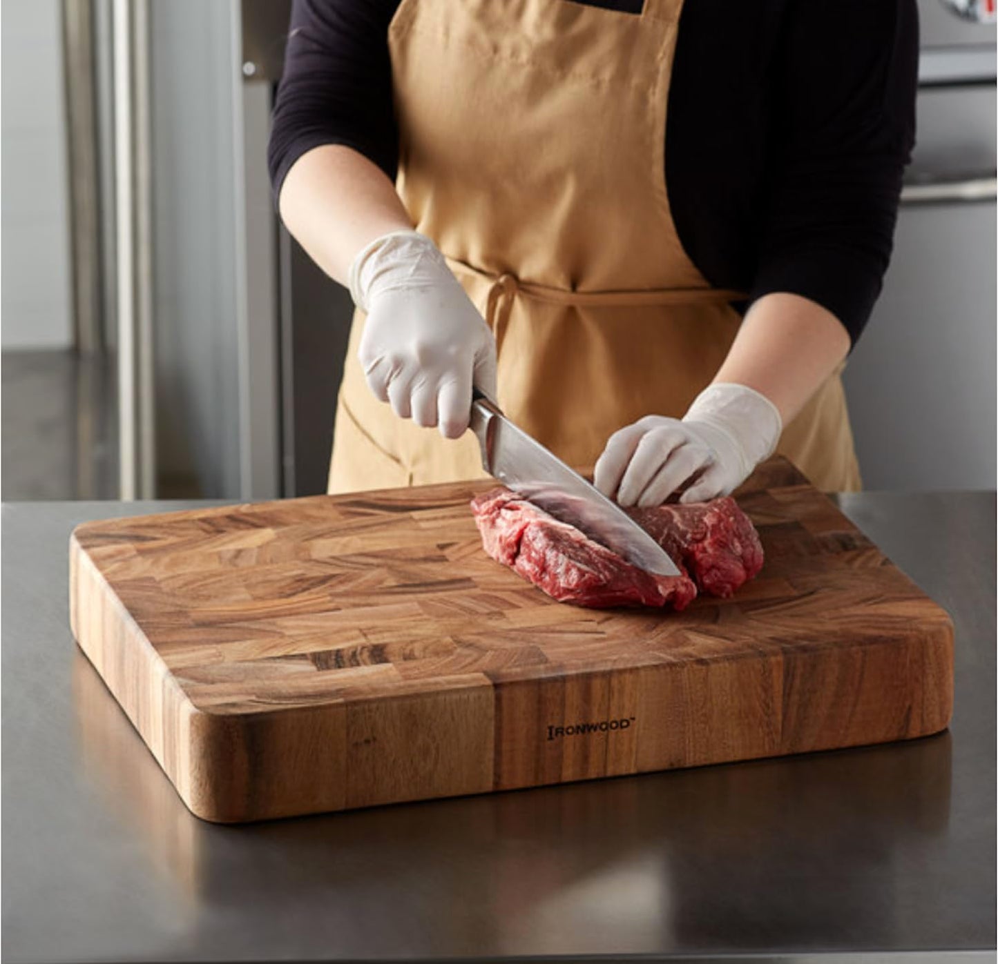 Ironwood Gourmet End Grain Union Stock Yard Professional Chopping Butcher Block, Brown, 14 x 20 x 2.75"