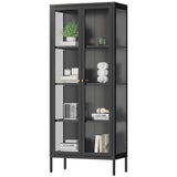 Polup Display Cabinet with 3 Side Tempered Glass, 66" Tall Curio Cabinet with Doors, Black Display Case for Collectibles, Figures, Metal Storage Cabinet for Living Room, Home Office, Assemble Required Polup
