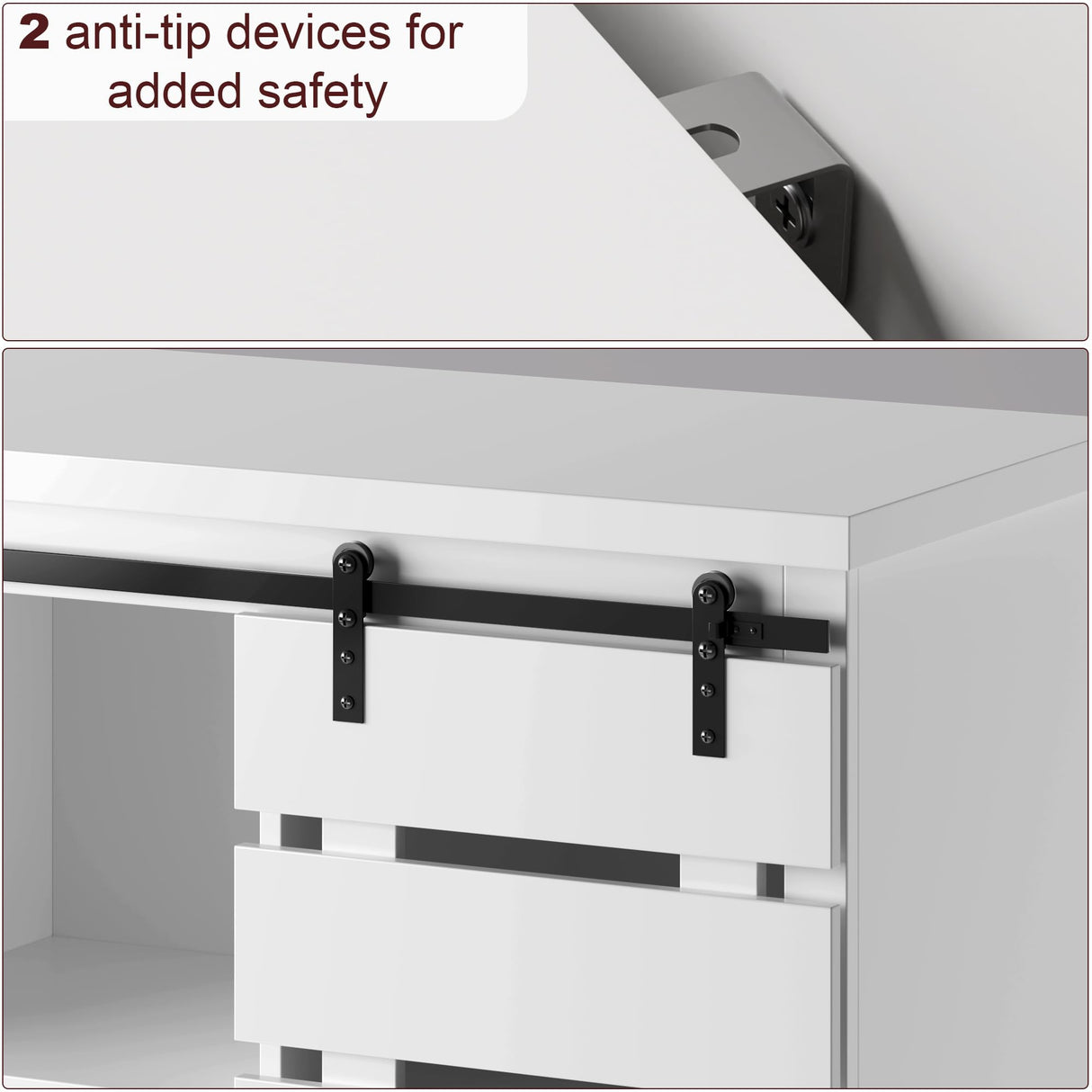 BOTLOG Tall Kitchen Pantry, Large Wood Storage Cabinet with Sliding Barn Door and Adjustable Shelves, Tall Freestanding Cupboard for Dining Room, Living Room, Laundry, White BOTLOG