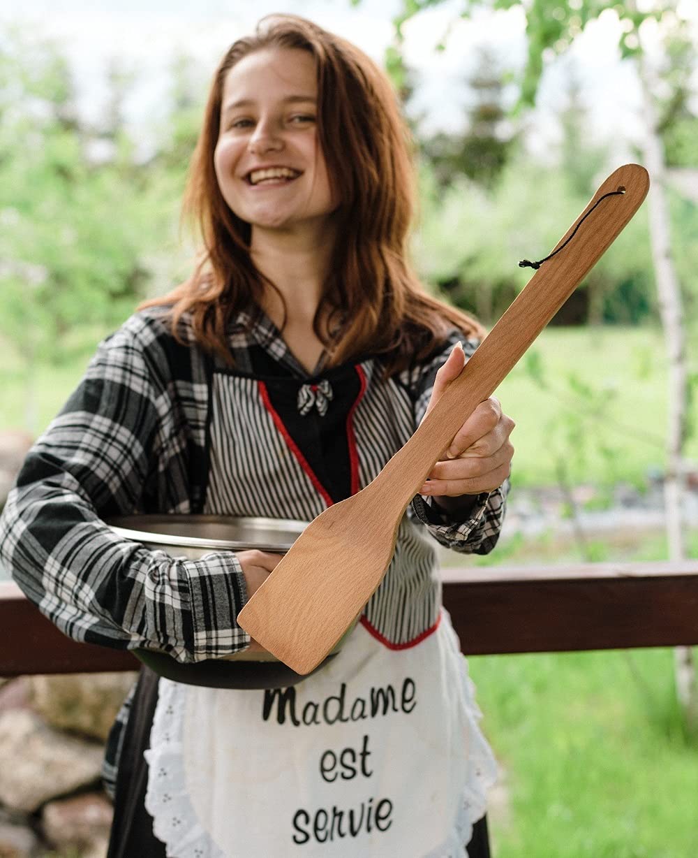 ECOSALL Large Wooden Spoon - 18-inch Heavy Duty Cajun Stir Paddle for Cooking in Big Pots & Wall Décor - Big Spoon For Brewing, Grill, Mixing, Stirring - Solid Natural Hard Wood Long Spatula. ECOSALL