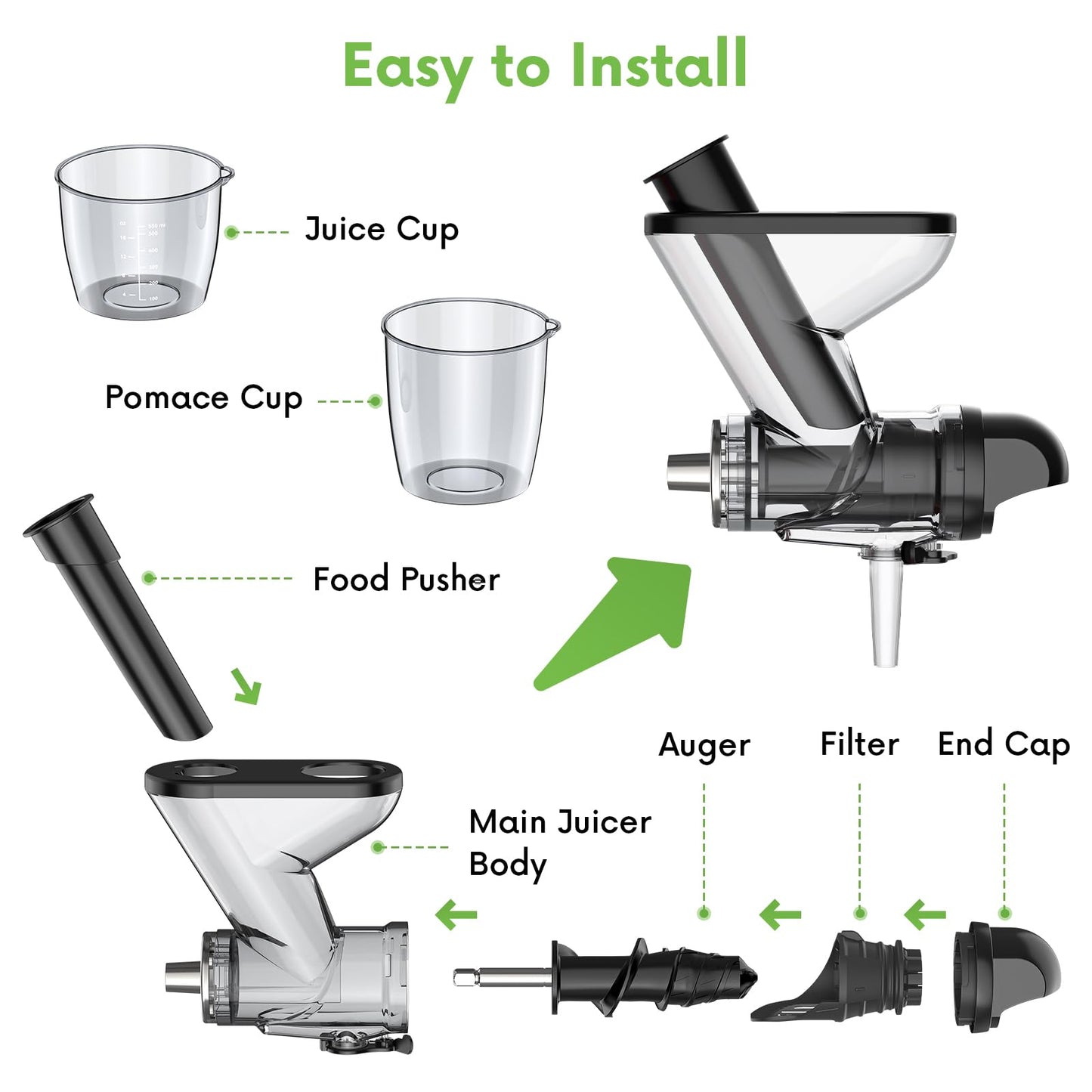 Masticating Juicer Attachment for KitchenAid Stand Mixer, Juicer Machine for Kitchenaid Mixer Attachments, Cold Press Juicer with Dual Mouth Feed Chute for KitchenAid mixer Attachments