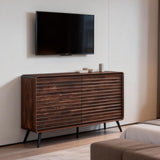 RedLemon 6 Drawers Dresser for Bedroom, 54'' Wide Mid Century Modern Wood Fluted Double Dresser, Chest of Drawers with Tapered Leg for Bedroom, Living Room, Hallway, Closet, Dark Walnut RedLemon