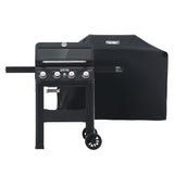 Monument Grills 4-Burner Liquid Propane Gas Grill, Black Stainless Steel Grill with Clearview® Lid and One Foldable Shelve for Outdoor Cooking Kitchen and Patio Backyard, Mesa420MF with BBQ Cover Monument Grills