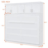 Harper & Bright Designs Full Size Murphy Bed with Top Cabinets,Cabinet Full Bed with Storage,Wooden Foldable Wall Bed Frame for Home Office Studio, White Harper & Bright Designs