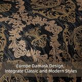 WONGS BEDDING Black Comforter Set California King Size, Gold Damask 7 Pieces Bed in a Bag Microfiber Comforter Bedding Sets -1 Comforter, 1 Flat Sheet, 1 Fitted Sheet, 2 Pillow Shams, 2 Pillowcases WONGS BEDDING