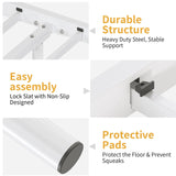 Elephance Twin Bed Frame with Upholstered Headboard Metal Platform Bed with 11.2 Inchs Storage Space Button Tufted No Box Spring Needed Easy Assembly,White Elephance