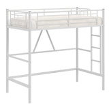 VECELO Twin Size Loft Bed with Full-Length Guardrails and Removable Ladder, Heavy-Duty Metal Frame, Space-Saving Design & Noise-Free, White VECELO
