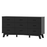 BORNOON Dresser for Bedroom with 9-Drawer, 59" Wide Modern Chest of Drawers with Metal Handles, X-Shape Base & Adjustable Center Leg, Anti-Tip Closet Organizers and Storage BORNOON