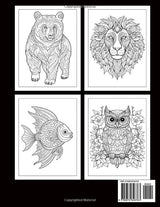 Stress Relief Animal Mandalas Coloring Book for Women and Adults: Tranquil Color away Stress- 50 Beautiful Animals- Anxiety Relief WoodArtSupply