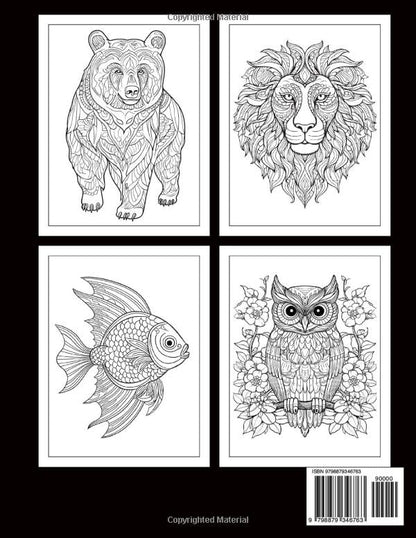 Stress Relief Animal Mandalas Coloring Book for Women and Adults: Tranquil Color away Stress- 50 Beautiful Animals- Anxiety Relief