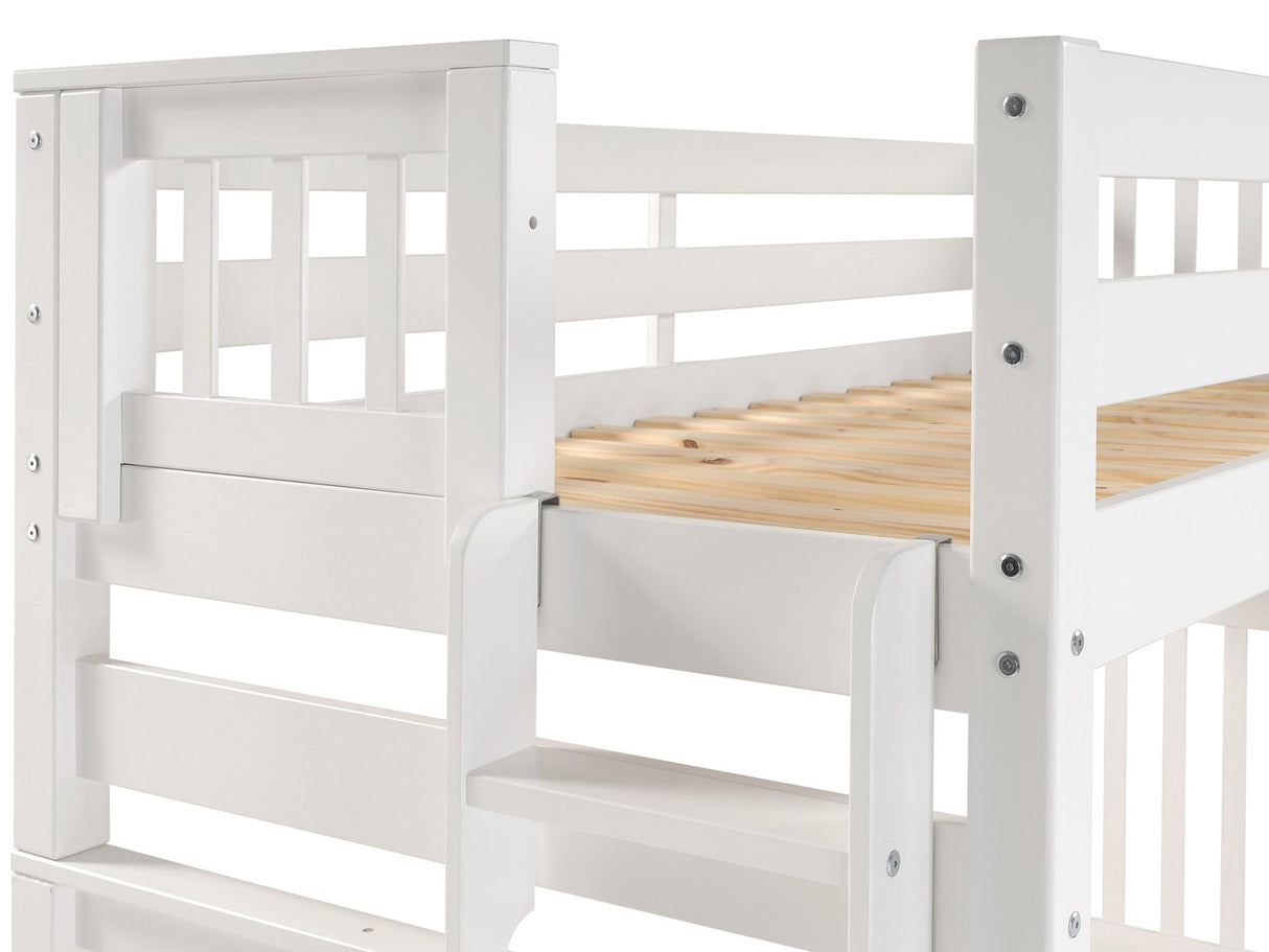 Bedz King BK961EL Bunk Bed, Twin over Full, White Bedz King