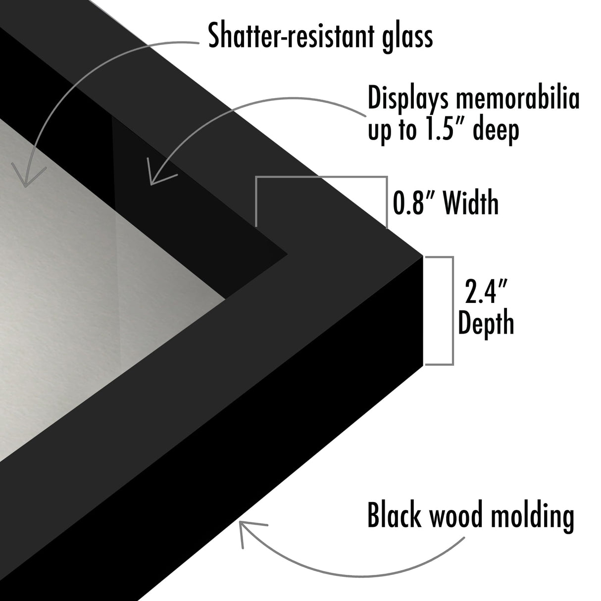 Americanflat 11x14 Shadow Box Frame with Shatter-Resistant Glass - Silhouette Collection - Large Shadow Box Display Case for Tabletop and Wall Display - Black with Soft Felt Back Americanflat