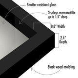 Americanflat 11x14 Shadow Box Frame with Shatter-Resistant Glass - Silhouette Collection - Large Shadow Box Display Case for Tabletop and Wall Display - Black with Soft Felt Back Americanflat