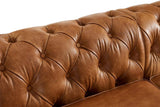 Crafters and Weavers Century Chesterfield Sofa - Light Brown Leather - 118" Crafters and Weavers