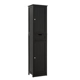 Iwell Tall Bathroom Cabinet, Storage Cabinet with 2 Doors, Narrow Floor Storage Cabinet with Adjustable Shelves for Bathroom, Living Room, Black Iwell