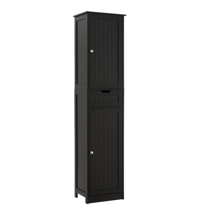 Iwell Tall Bathroom Cabinet, Storage Cabinet with 2 Doors, Narrow Floor Storage Cabinet with Adjustable Shelves for Bathroom, Living Room, Black - WoodArtSupply