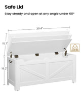 Hzuaneri 39.4" Storage Bench, Storage Chest, Lift-Top Storage Trunk with 2 Safety Hinges, Wooden Storage Box Chest Organizer for Bedroom, Entryway, Living Room, White SB04503X Hzuaneri
