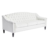 PHOYAL Chesterfield Couch 3 Seater Large Sofa, Velvet Sofas and Couches 80 Inches Mid Century Modern Couch Tufted Back Sofa for Living Room Furniture (White) PHOYAL
