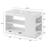ANCTOR Bedroom Island, 47.4”W Wardrobe Closet Armoire Island with 8 Drawers Glass Top, Jewelry Center Island for Walk in Closet, Dresser for Bedroom Cloakroom Store, White ANCTOR
