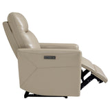 CHITA Genuine Leather Power Recliner Chair for Adults, Electric Wall Hugger Recliner for Small Spaces, Modern Living Room and RV Recliner Chair with Power Headrest & Charging Ports, Latte Tan CHITA