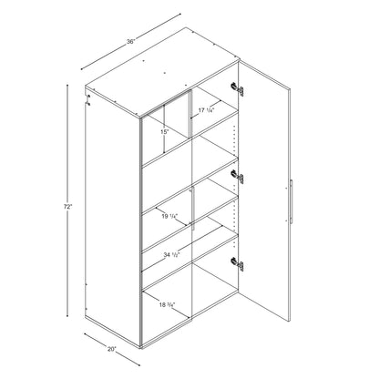 Prepac HangUps Large Storage Cabinet - Immaculate Light Gray 36" Cabinet with Storage Shelves and Doors; Ideal for Bin and General Storage Solutions - WoodArtSupply