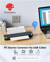 Phomemo M08F Portable Printers Wireless for Travel, Thermal Printer Support 8.5" X 11" US Letter Thermal Paper, Bluetooth Inkless Printer Compatible with iOS, Android, Laptop for Travel, Office, Home Phomemo