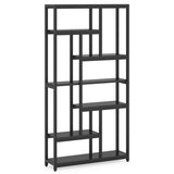 79-Inch Tribesigns 7-Tier Industrial Bookshelf with 10 Open Shelves in Black Tribesigns