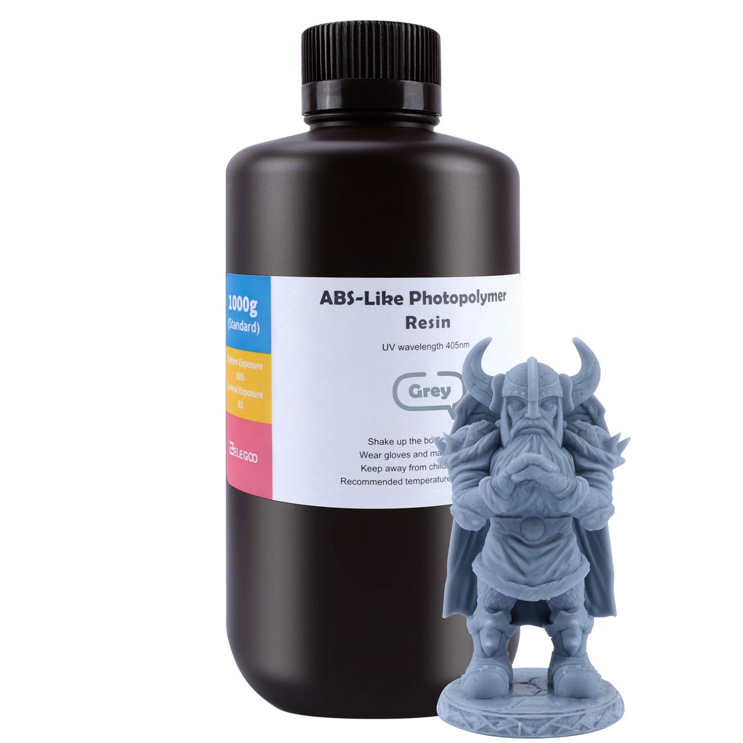 ELEGOO ABS-Like 3D Printer Resin 1000g Grey, Precise Printing Photopolymer Resin 405nm LCD UV-Curing for LCD 3D Printer