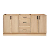 ARIEL Kelly 72 Double inch Bathroom Vanity Without Sink in White Oak, Bathroom Base Cabinet ARIEL