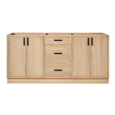 ARIEL Kelly 72 Double inch Bathroom Vanity Without Sink in White Oak, Bathroom Base Cabinet