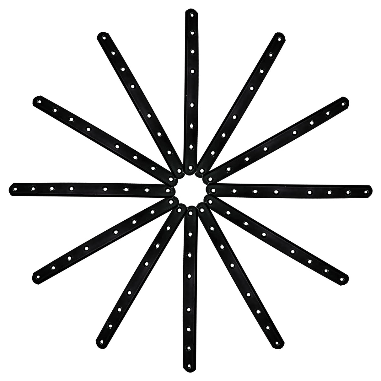 12Pack Straight Brackets Black,10Inch 250MM Mending Plate Metal Brackets for Brace, Heavy Duty Joining Plates for Wood Fence Bookcase Cabinet, Straight Brace Repairing Mending Plates REDOVANT