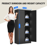 Polup 60 Inch Tall Pantry Cabinet, Metal Kitchen Storage Cabinet with Doors and Shelves, Black Cupboard for Food Storage, Freestanding Cabinet for Living Room, Dining Room - Assembly Required Polup