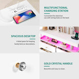 YITAHOME 6 Drawer Dressers with LED Lights and with Charging Station, Wood Dressers Chests of Drawers, Modern Dresser with Open Shelf Storage for Room, Entryway, Hallway, White YITAHOME