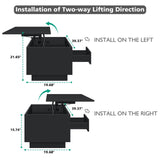 HOMMPA Lift Top Coffee Table with Storage LED Coffee Table Morden High Gloss Living Room 3 Tiers Modern Tea Table with Storage Center Tables Hidden Compartment & Open Shelve & Drawer Black HOMMPA