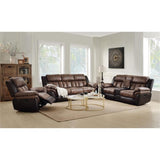 Acme Jaylen Microfiber Reclining Loveseat with Console in Toffee and Espresso Acme