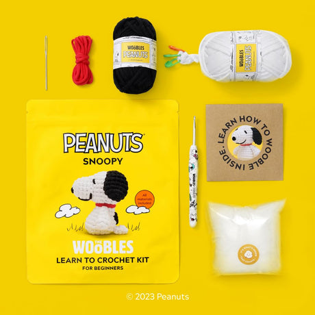 The Woobles Beginners Crochet Kit with Easy Peasy Yarn as seen on Shark Tank - with Step-by-Step Video Tutorials - Snoopy The Woobles