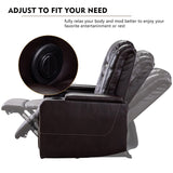 CANMOV Electric Power Recliner Chair with USB Ports and Cup Holders, Breathable Leather Home Theater Seating with Hidden Arm Storage (Brown) CANMOV