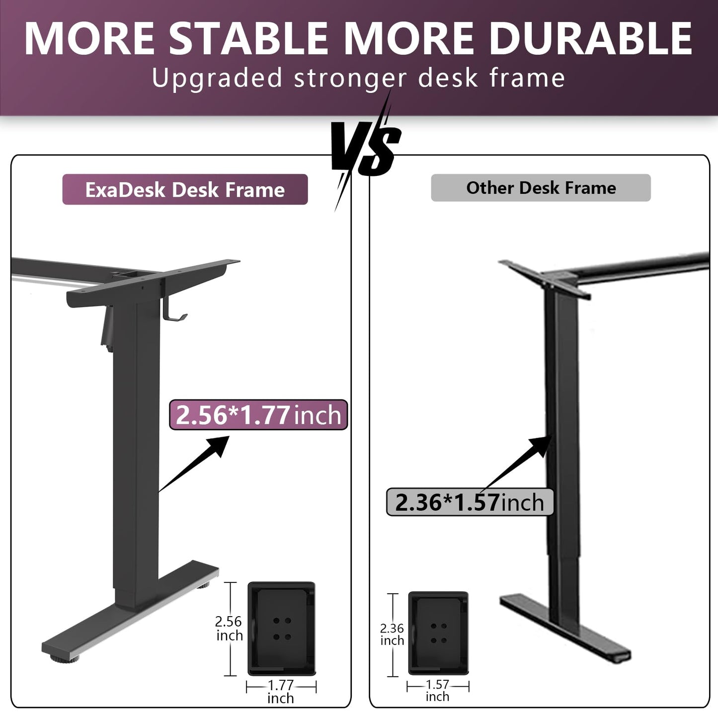 ExaDesk 60 * 24 Inches Electric Standing Desk, Adjustable Height Sit Stand Up Desk with 3 Memory Presets, Motorized Home Office Computer Gaming - WoodArtSupply