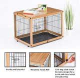Dog Crate Furniture with Removable Top Cover, Wooden Crate with Tray, Dog Kennel Indoor for Small/Medium/Large Dogs(Light Brown, 37.4" L*25.9" W*25.8" H) Furnipeture