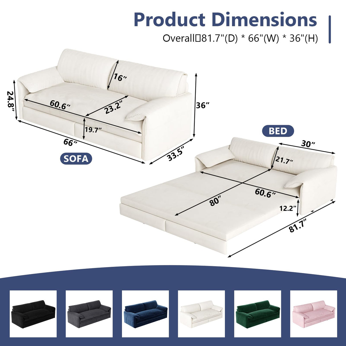 Lyngins 66" Queen Sleeper Sofa,Velvet Convertible Sofa Bed Queen, 3-in-1 Pull Out Couch Bed, Sleeper Loveseat for Small Spaces, Living Room, Office, Apartment Lyngins