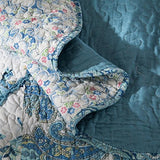 Tache Blue Patchwork Quilt Set - Petal Dance - Cotton Floral Bedspread Set - 2 Pieces - Twin Tache Home Fashion