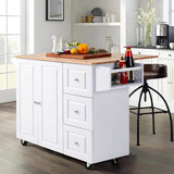 PHI VILLA Kitchen Island Cart on Wheels - Portable Kitchen Island with Drop Leaf, Rolling Kitchen Island with Storage PHI VILLA