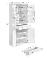 VASAGLE Kitchen Pantry Storage Cabinet - 71.9 Inch Tall Freestanding Cupboard with 1 Large Drawer, 6 Hanging Shelves for Dining Room, Living Room, VASAGLE