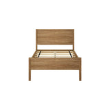 Max & Lily Twin Bed, Solid Wood Twin Bed Frame with Panel Headboard, Kids Twin Bed with Wood Slat Support, No Box Spring Needed, Pecan Max & Lily